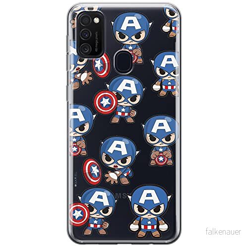 ERT GROUP mobiltelefonfodral för Samsung M21 originalt och officiellt licensierat Marvel mönster Captain America 029 optimalt anpassad till formen på mobiltelefonen, gedeeltelijk transparant 5904805319280