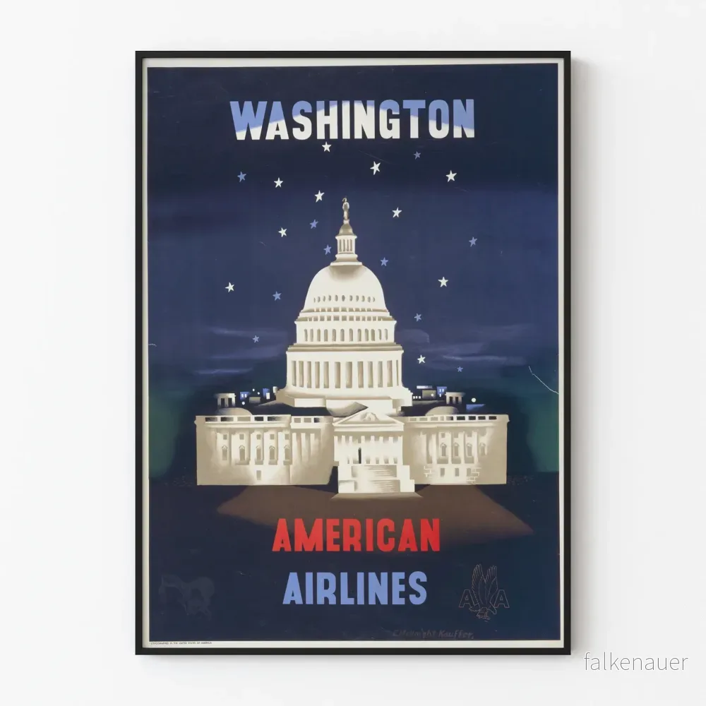 Vintage Washington American Airlines Poster Väggdekoration