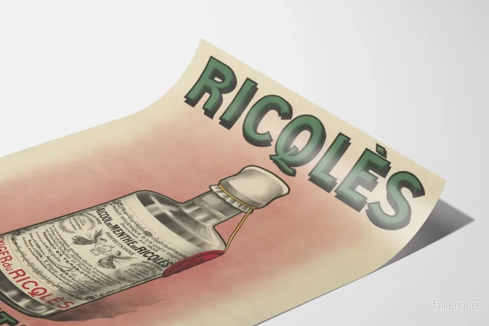 Vintageposter Ricqlès Pepparmyntsalkohol väggdekoration - Bild 3