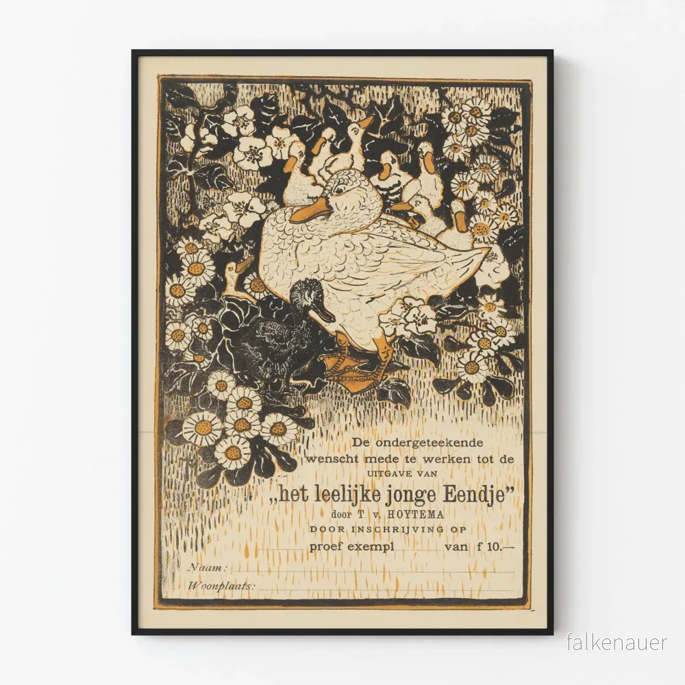 Vintage dekorativ poster Den lilla svarta ankan