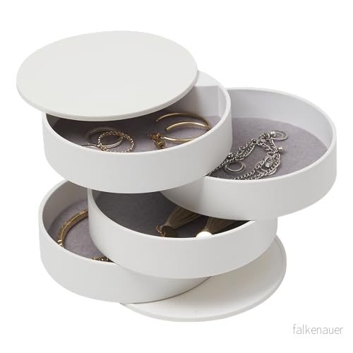 Yamazaki 4068 Tower smyckesbox med 4 nivåer, vit, ABS harts, minimalistisk design, 10 x cm (L B H) 4903208040686