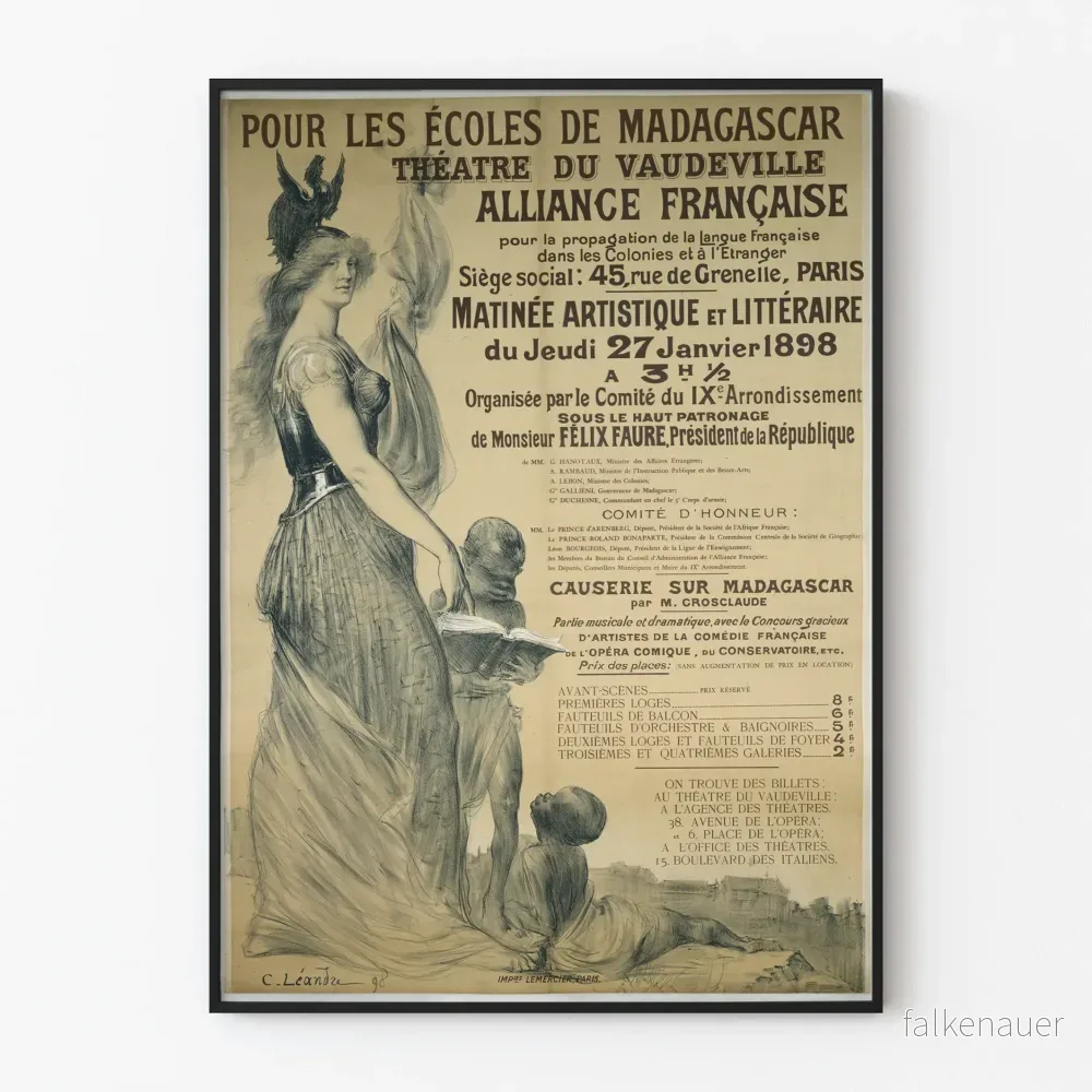 Vintageaffisch Teatern för Vaudeville – För skolor i Madagaskar Vintageaffisch Teatern för Vaudeville – För skolor i Madagaskar