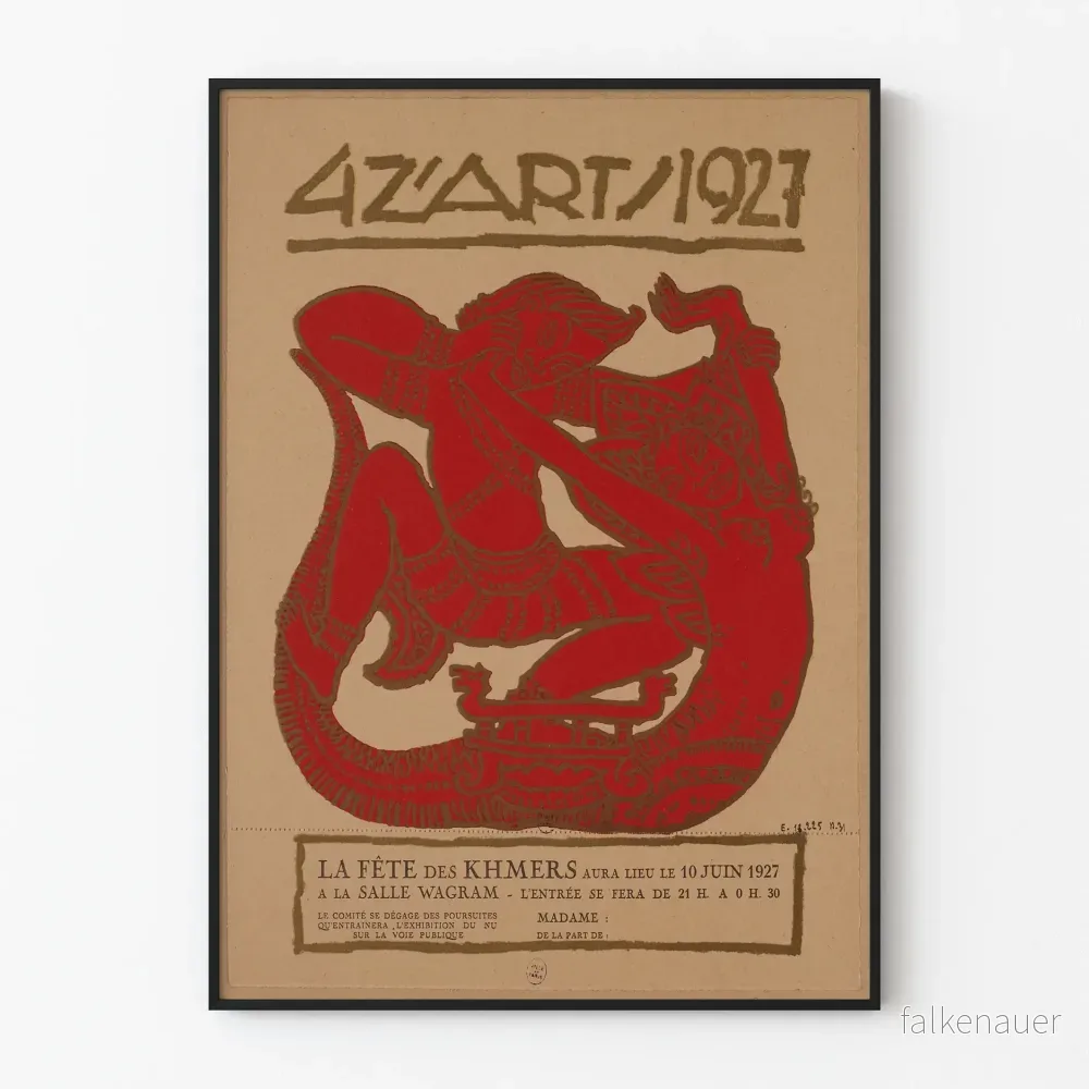Vintageposter La Fête des Khmers 1927 - Retro väggdekoration