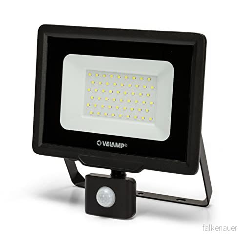 Rörelsesensor LED spotlight, 50W, 4000lm, kallvitt ljus (6500K), IP44 utomhusspotlight för trädgård, svart 8003910107045
