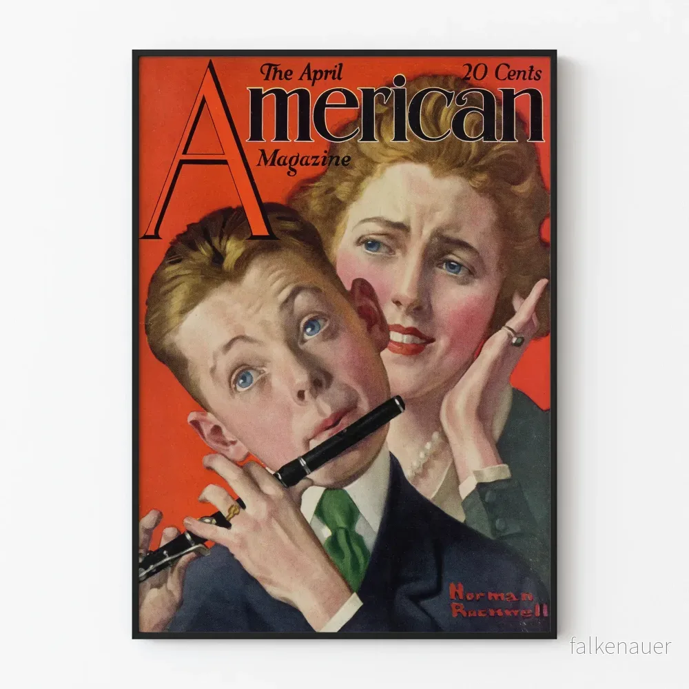 Vintageposter av Norman Rockwell - Ung musiker med flöjt