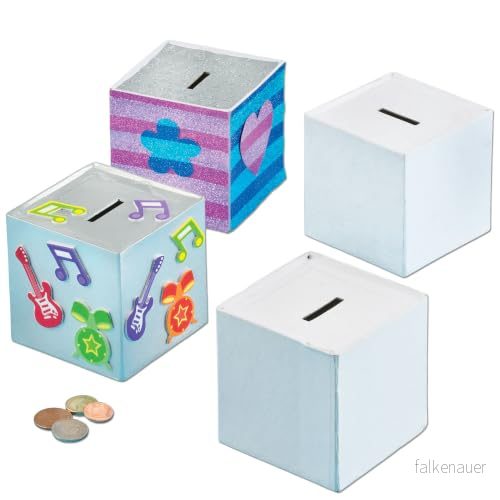 Baker Ross EV3024 Craft set Sparbössa i kubform (3 stycken), sorterad, en storlek 5051174086579