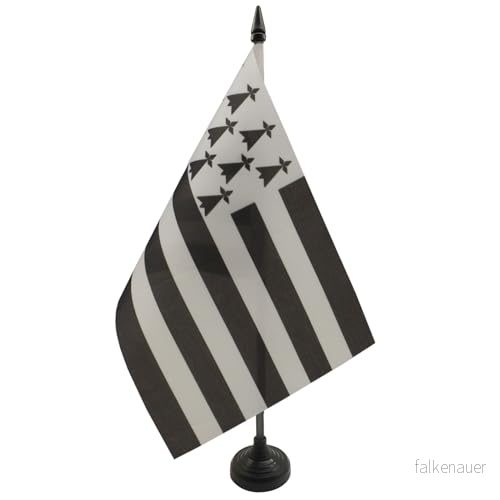 AZ flagga bretonflagga för bord 21 x 14 cm och plastbas matta 3700733807453