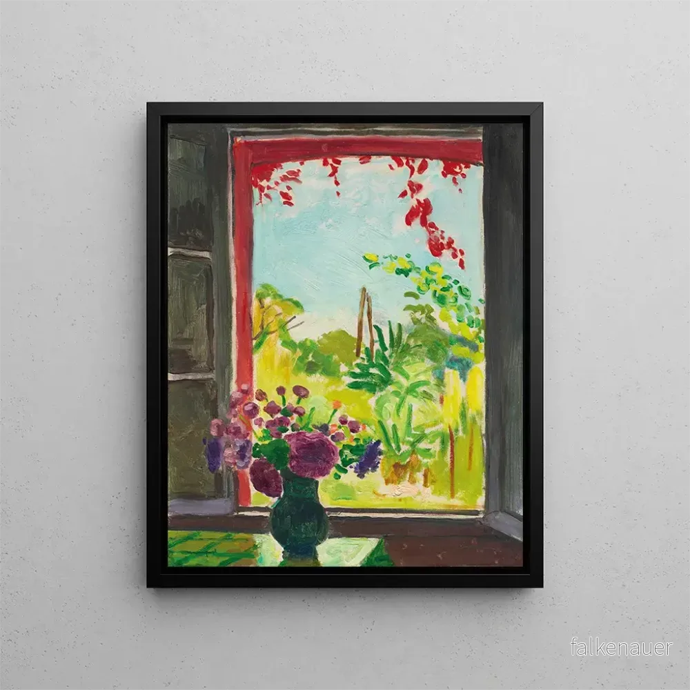 Målning Bouquets på ett bord framför fönstret i Méricourt – Albert Marquet | Konsttryck Målning Bouquets på ett bord framför fönstret i Méricourt – Albert Marquet | Konsttryck