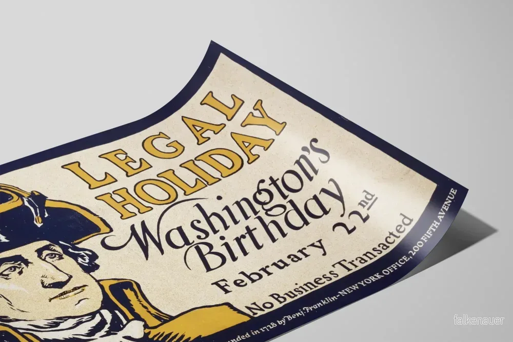 Vintageposter för Washingtons lagliga fest och födelsedag 22 februari - Bild 2