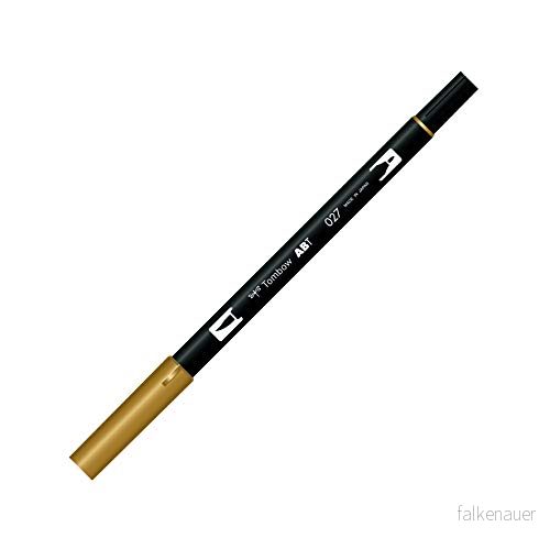 Tombow ABT 027 fiberpenna dubbel pensel penna med två spetsar, mörk ockra 4901991901146