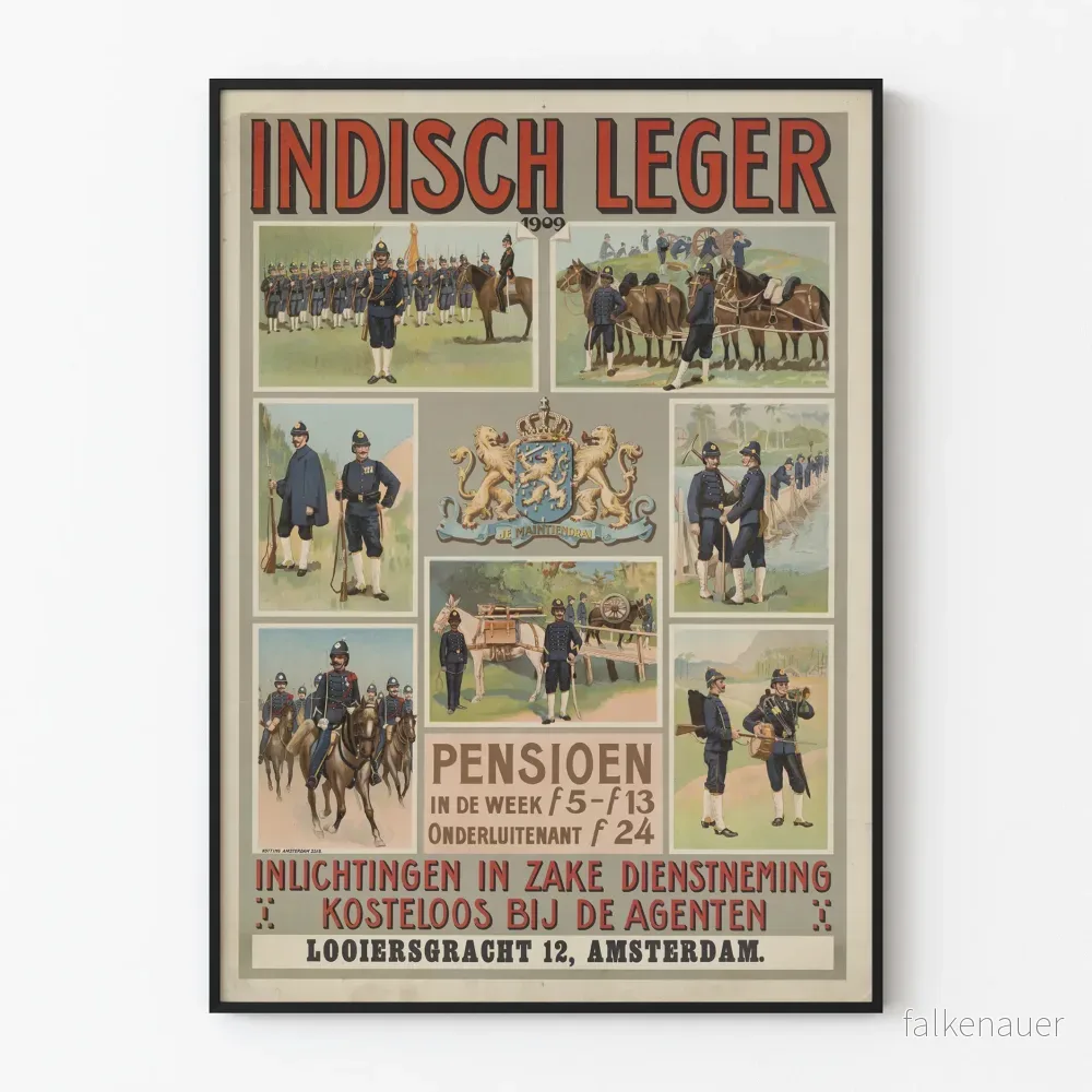 Vintage militärposter Indisch Leger 1909 väggdekoration