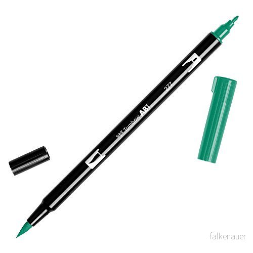 Tombow ABT 277 fiberpenna dubbel borste penna med två spetsar, mörkgrön 4901991901429