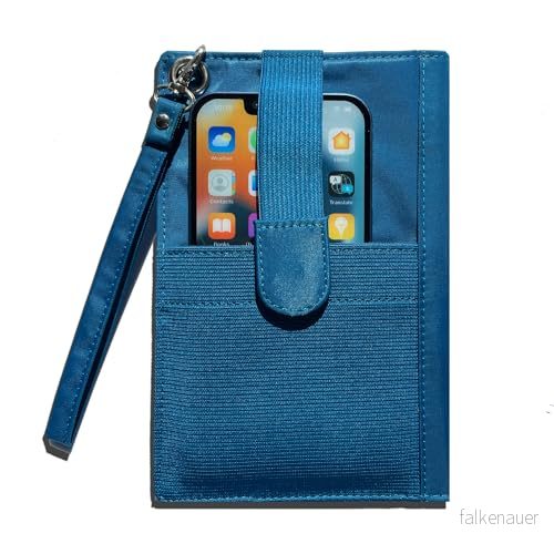 Big Skinny Dam Plus Size myPhone Bi Fold Slim Wallet, rymmer upp till 20 kort, havsblå 815456014514