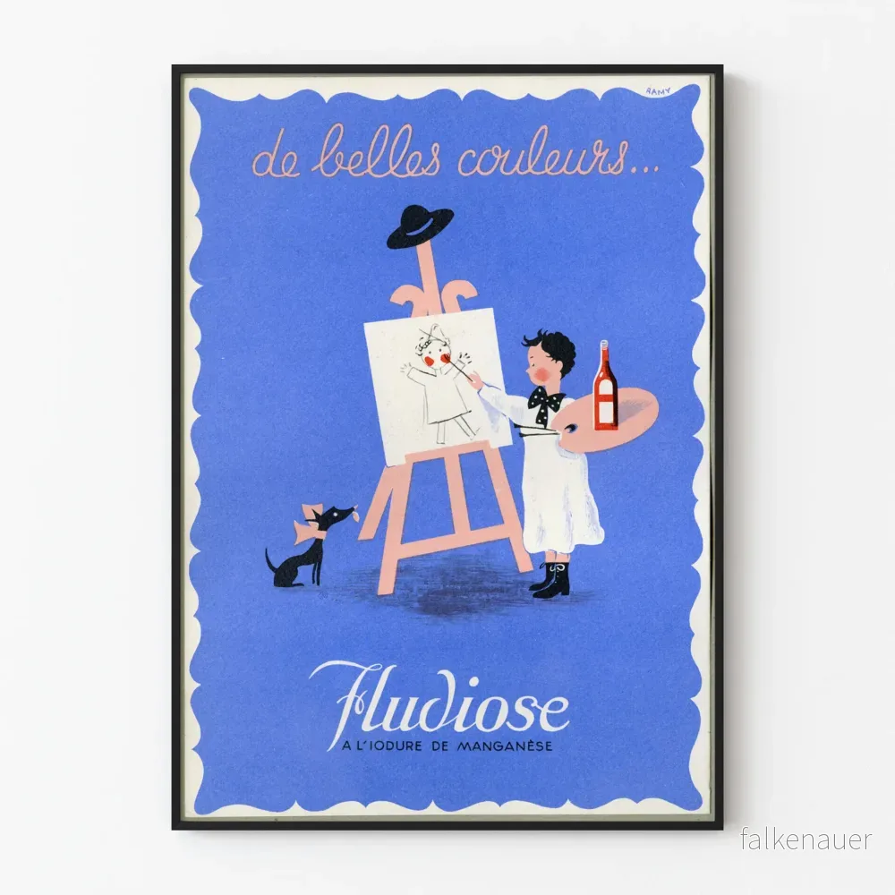 Vintageposter Flu Diose med livfulla färger Vintageposter Flu Diose med livfulla färger