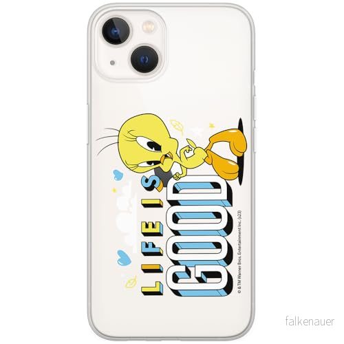 ERT GROUP mobiltelefonfodral för Iphone 13 MINI originalt och officiellt licensierat Looney Tunes mönster Tweety 016 optimalt anpassad till formen på mobiltelefonen, gedeeltelijk transparant 5905795099558