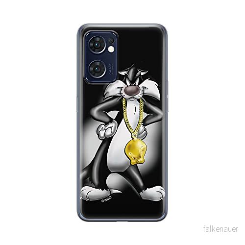 ERT GROUP mobiltelefonfodral för Oppo RENO 7 5G originalt och officiellt licensierat Looney Tunes mönster Sylwester 002 optimalt anpassad till formen på mobiltelefonen, fodral tillverkad av TPU plast 5905511304713