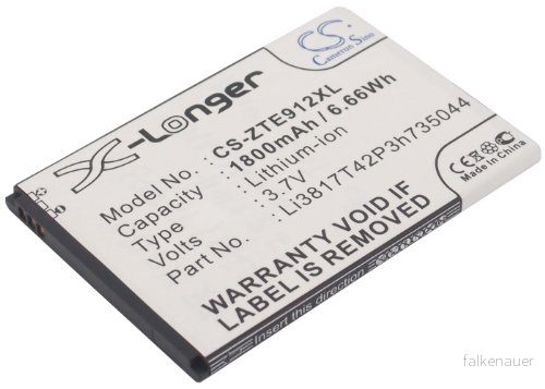 Batteri ZTE N9120, Avid, Avid 4G, Li ion, 1 800 mAh 4894128072874 Batteri ZTE N9120, Avid, Avid 4G, Li ion, 1 800 mAh 4894128072874