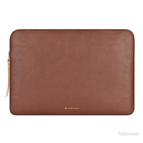Bekvämt laptopfodral kompatibelt med 16 tums MacBook Pro M2 2023 & M1 2021 2019 15 tum Air (Loose Fit) 2023, smal skyddande PU läderväska vattentätt fodral för Mac, brun 726962601290