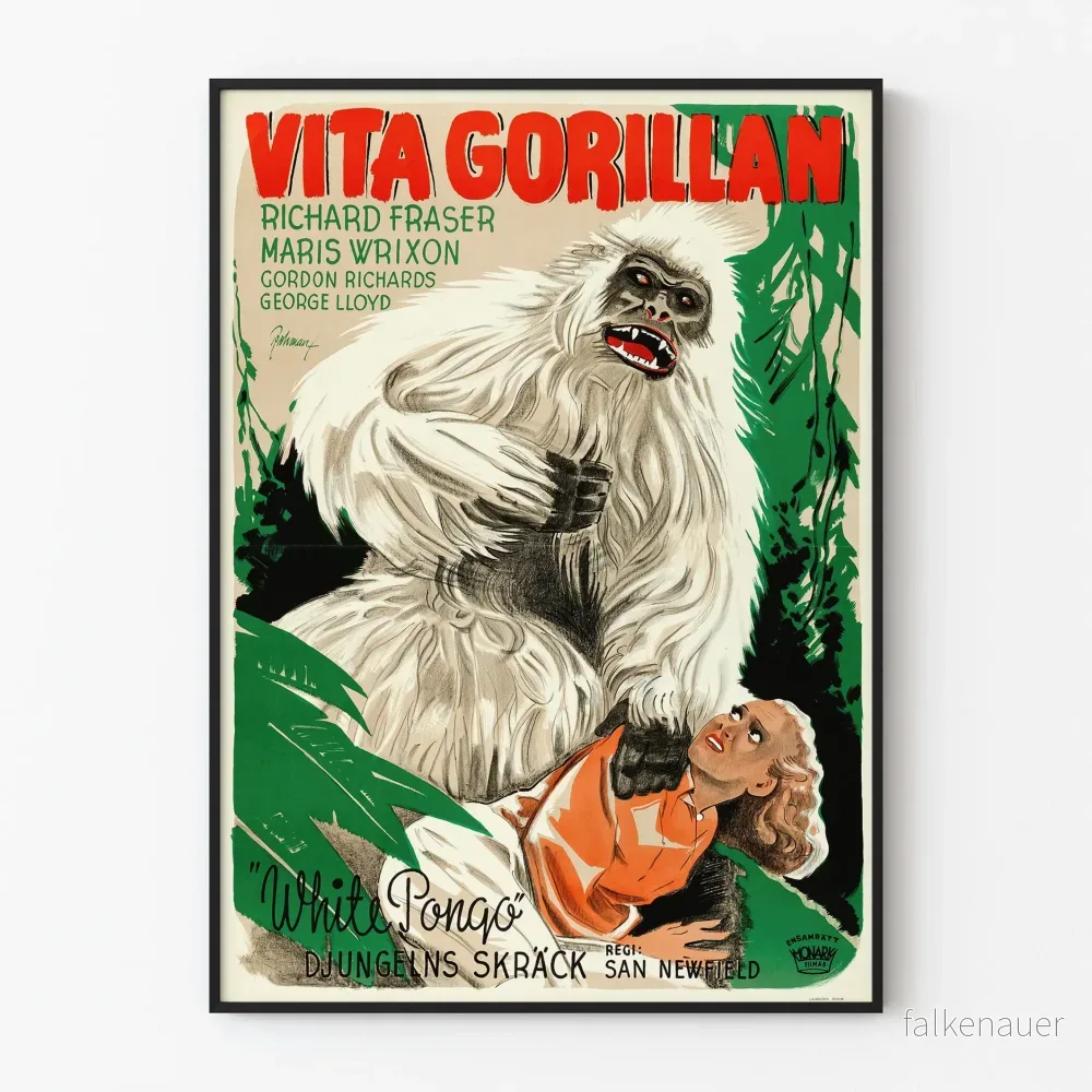 Vintage filmposter White Pongo väggdekoration djungel
