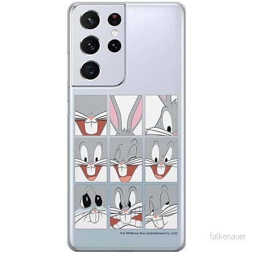 ERT GROUP mobiltelefonfodral för Samsung S21 ULTRA originalt och officiellt licensierat Looney Tunes mönster Bugs 015 optimalt anpassad till formen på mobiltelefonen, gedeeltelijk transparant 5905795077570