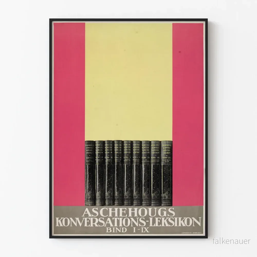 Vintagebiblioteksposter - Aschehougs Konversationslexikon Volymer I-IX