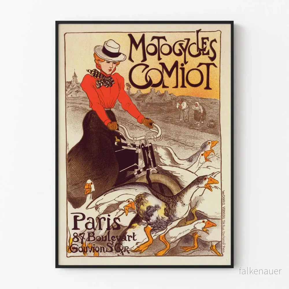 Vintageposter Motocycles Comiot för väggdekoration