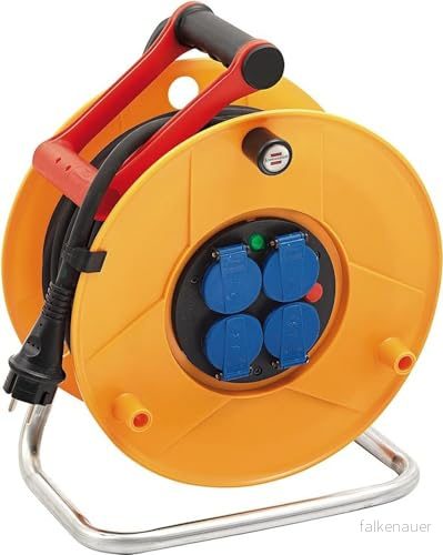 Brennenstuhl Standard Pro/Elektrisk rulle med 4 eluttag (ventiler, cablepilothandtag, spänningsindikator, utomhus, 33 m kabel) tillverkad i Frankrike 3281852069613