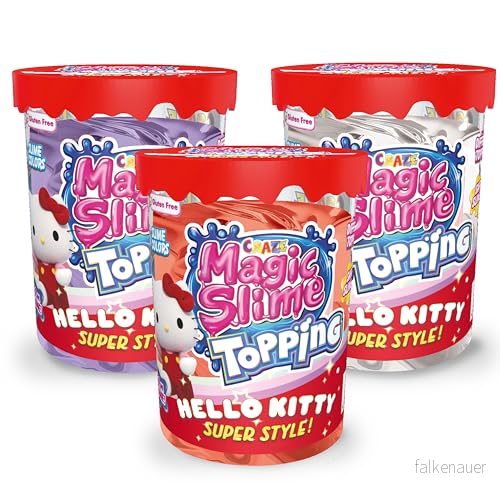 CRAZE Magic Slime Hello Kitty Fantasy topping, 3 barnburk, slime, innehåller 70 ml och två toppningar 4059779059357