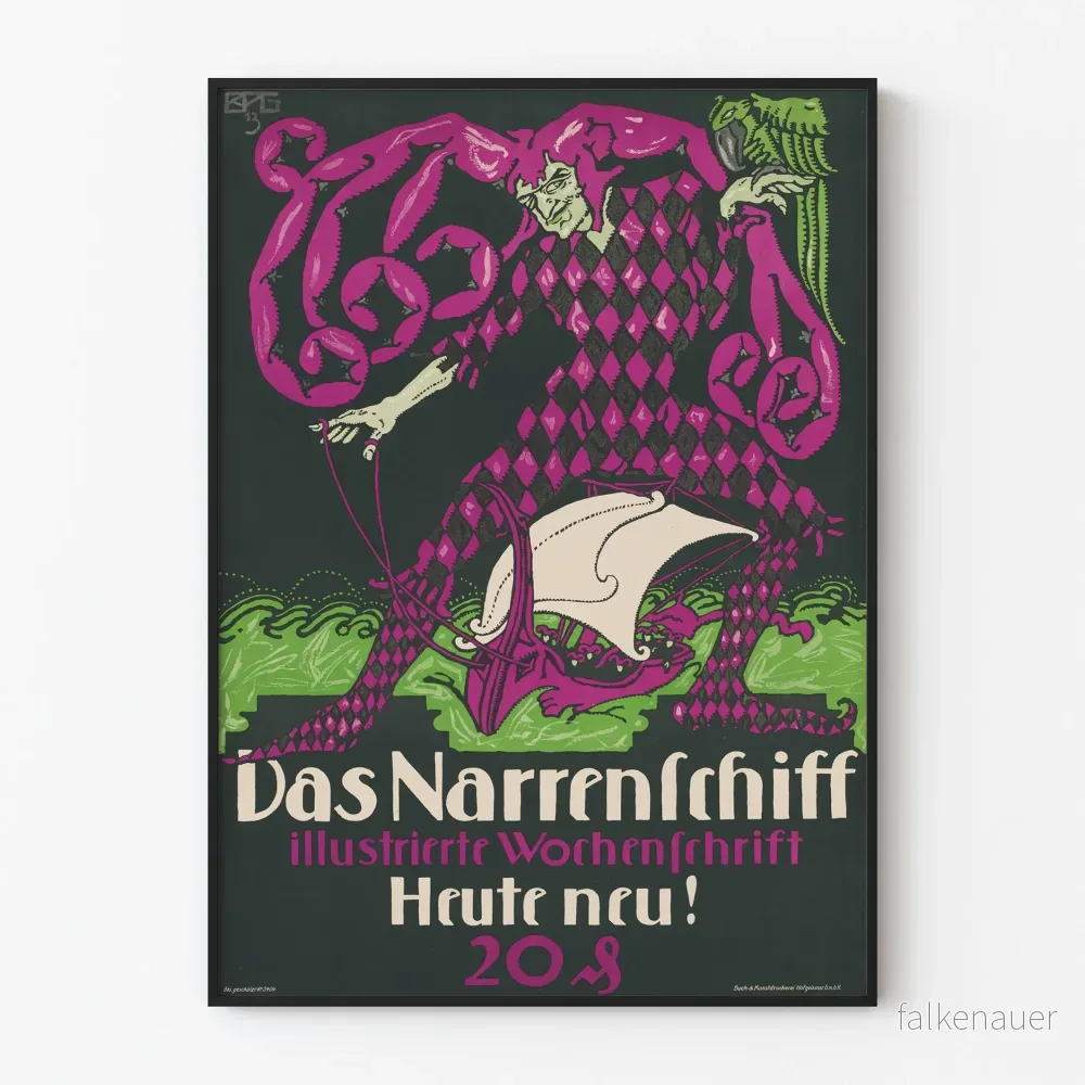 Vintageposter Das Narrenschiff - Konstnärlig väggdekoration