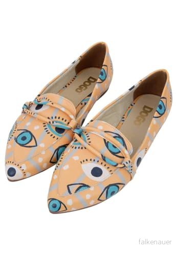 DOGO Dam läder vegan orange platta skor se dig mönster, Material: Polyester, 39 EU 8680544271054