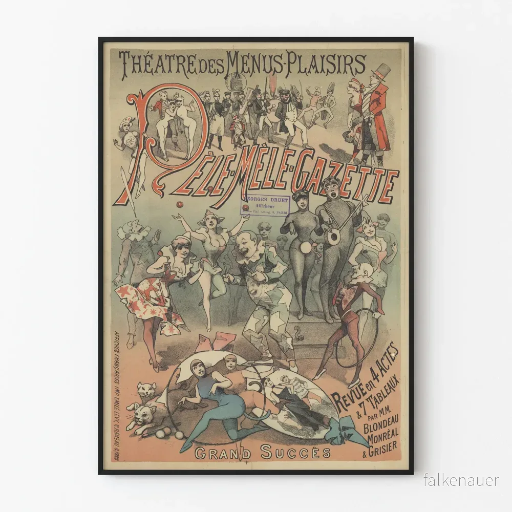 Vintageposter för Théâtre des Menus-Plaisirs, revue i 4 akter