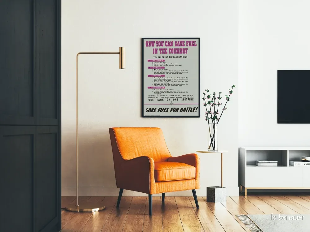 Vintageposter Hur man sparar bränsle vid gjutning - Industriell väggdekoration - Bild 2