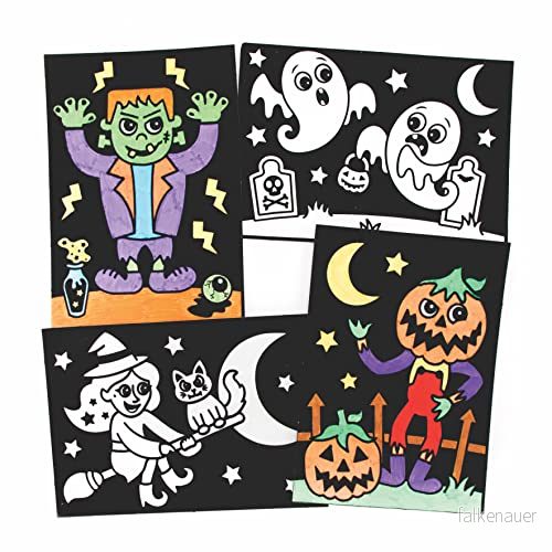 Baker Ross FE737 Halloween färg i bilddekorationer paket med 10, filthantverksbilder, gör din egen bilddekoration, hantverksset för barn att dekorera och visa upp 5051174122475