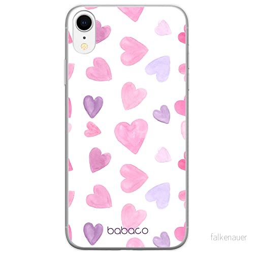 ERT GROUP mobiltelefonfodral för Apple Iphone XR originalt och officiellt licensierat Babaco mönster Hearts 005 Vit optimalt anpassad till formen på mobiltelefonen, gedeeltelijk transparant 5904805041488