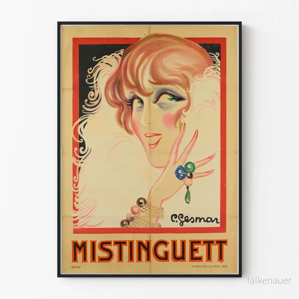 Vintageposter Mistinguett 1925 för retro väggdekoration