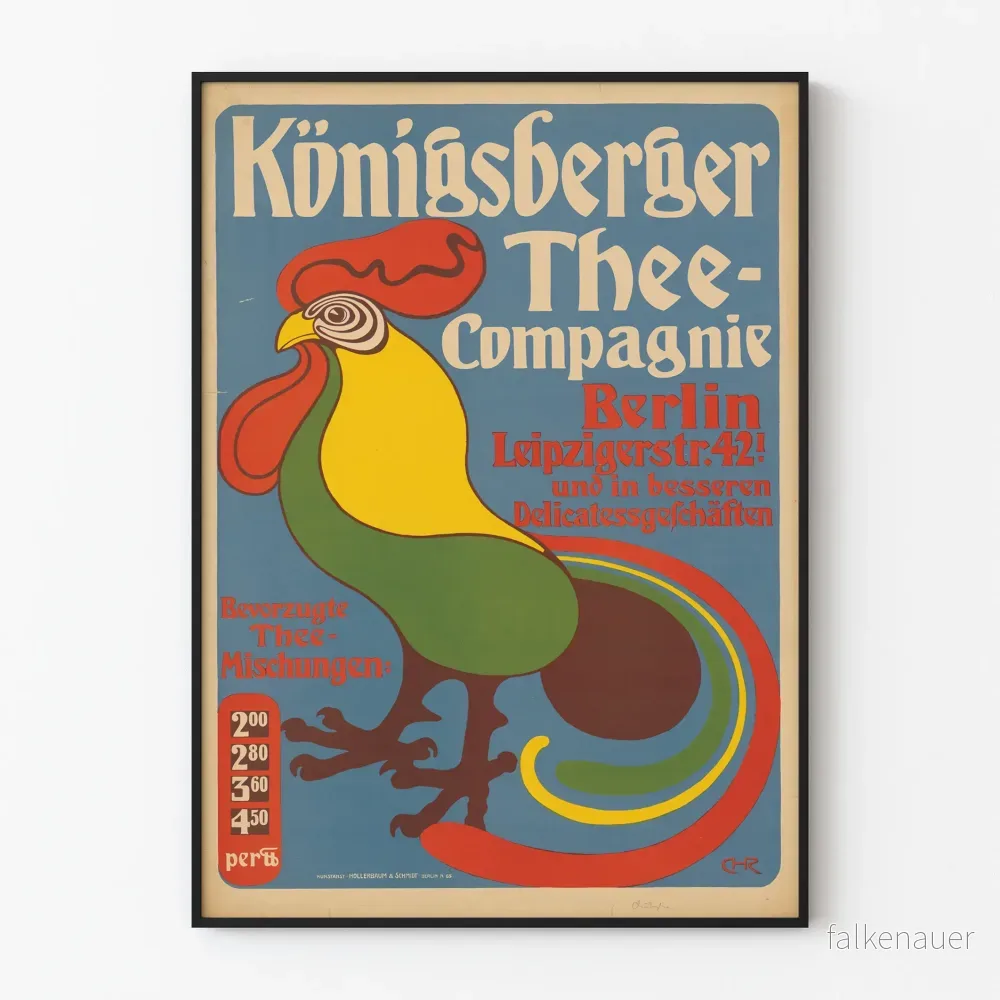 Vintageposter Königsberger Thee Compagnie Berlin - Färgglad väggdekoration