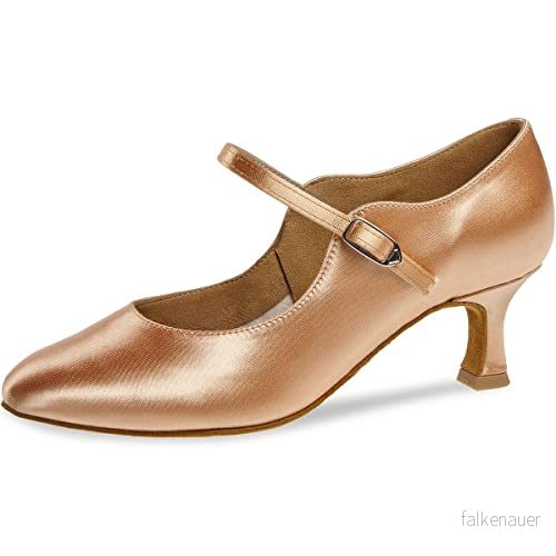 Diamant damdansskor 186 277 094 satin beige normal 5 cm flare tillverkade i Tyskland, Beige, 40 EU 4048854577374