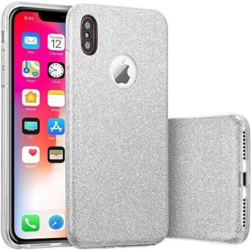 Finoo Iphone X Rundum 3 i 1 Glitzer Bling Handskal Silikon skyddsskal + PP skal Mjuk TPU Bumper Case Cover Silver 4251532513896