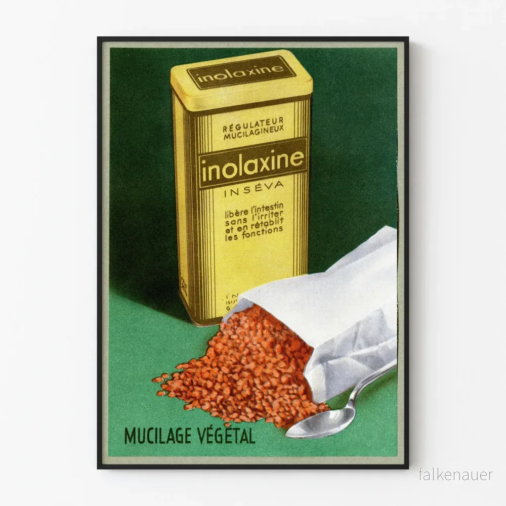 Vintageposter Inolaxine mucilaginsreglerare för väggdekoration