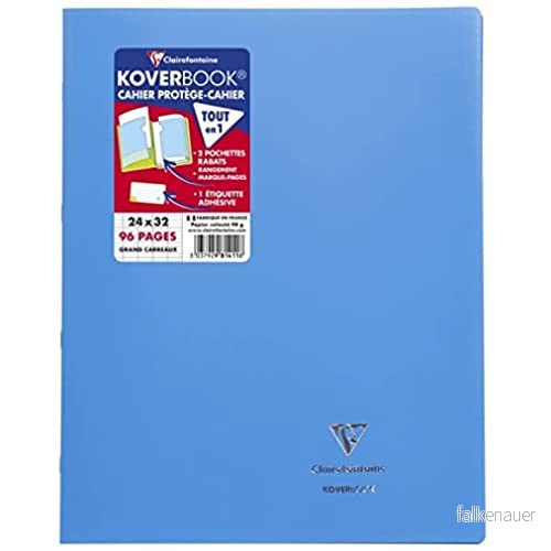 Clairefontaine 981416C en uppsättning med 10 gula Koverbook häftade anteckningsböcker 24 x 32 cm 96 sidor stora rutor 90 g vitt papper Ogenomskinlig polypro omslag 3663619027454