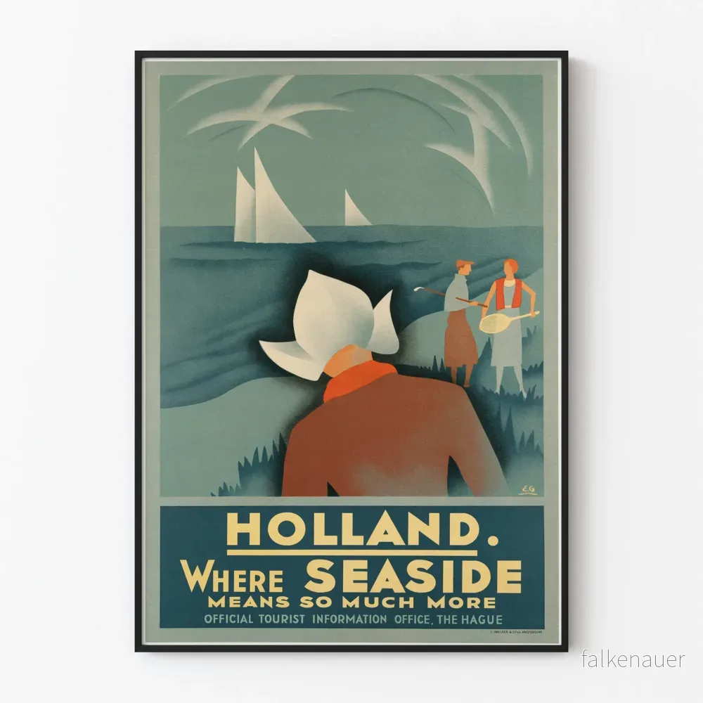 Vintage affisch för väggdekoration Strand i Holland