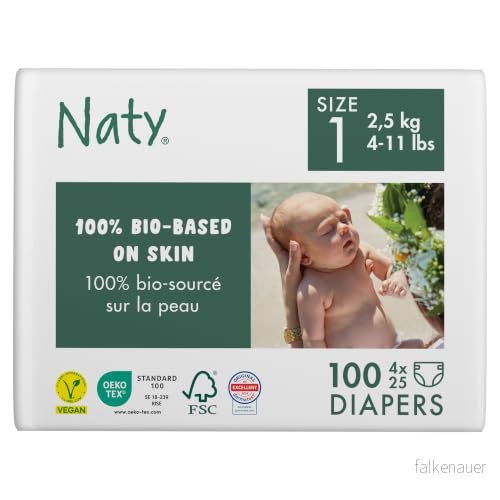 Eco by Naty ekologiska babyblöjor växtbaserade miljövänliga eko blöjor, bra för känslig babyhud och förhindrar läckage (Storlek 1, 100 stycken) 7330933187350