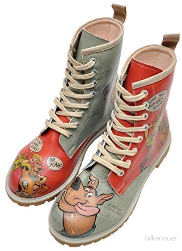 DOGO Kvinnors röda veganska läderstövlar Warner Bros Hungry Doo Scooby Motif 41, Färg: röd, 43 EU 8680544184897