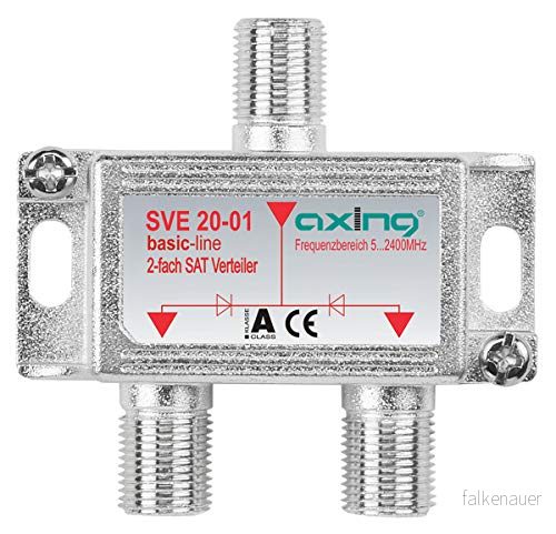 Axing SVE 20 01 2 fack SAT fördelare delare med DC genomgång för satellitsystem Unicable DVB T2 HD (52400 MHz) Class A 7611682260205