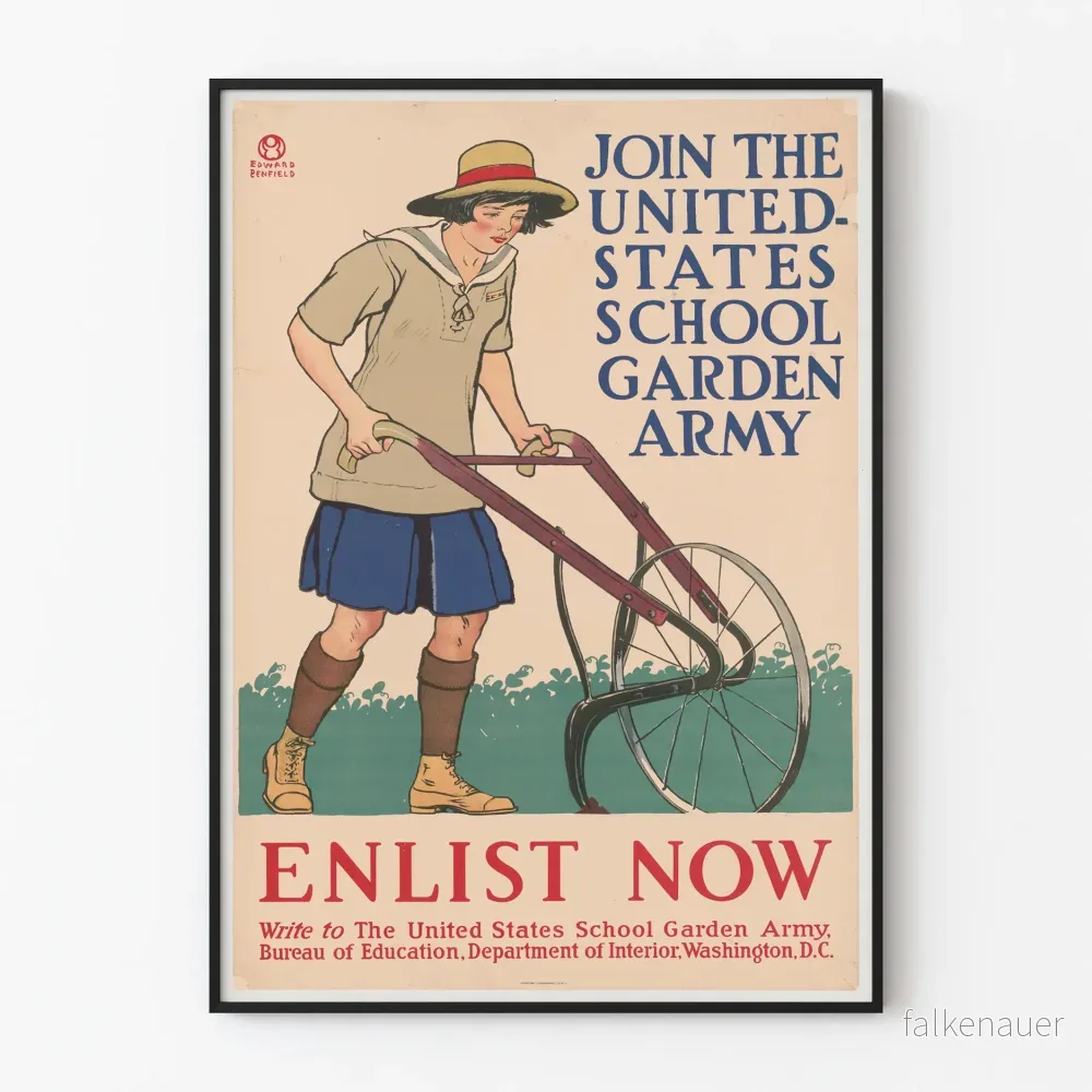 Vintageposter Gå med i de Förenta Staternas Skolgårdsarmé