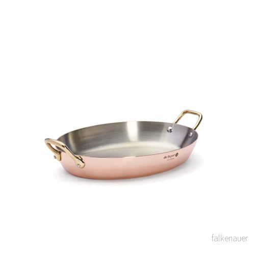 DE BUYER 6451.32 oval ugnsform, koppar/rostfritt stål, 2 A, mässing, 32 cm, rik koppar 3011246451324