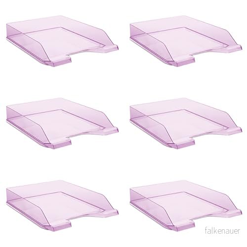 DONAU Brevfack standard transparent lila/6 stycken A4/brevkorg modern och stapelbar förvaring/transparent glasklar/skrivbordsförvaring/polystyren 9003106603091