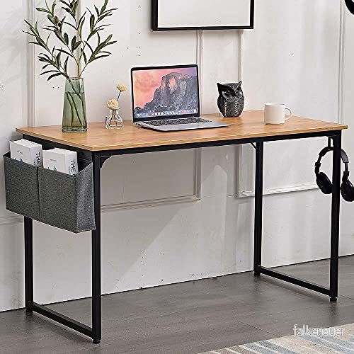 BAKAJI Skrivbord Arbetsbord Dörr PC Dator Träskiva MDF Metallram Organisatör Tyg Hållare Och Krok Hem Kontor Modern Design Industriell 120 x 60 H74 cm 8055205796618