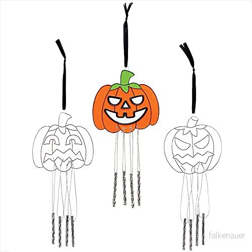Baker Ross FX248 Pumpa Solfångare Vindspel Paket med 3, Trädgård Halloween dekorationer, Barn Målning Hantverk Dekorationer 5063067000777