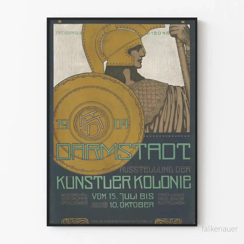 Vintageposter Darmstadt 1904 års utställning Künstlerkolonie